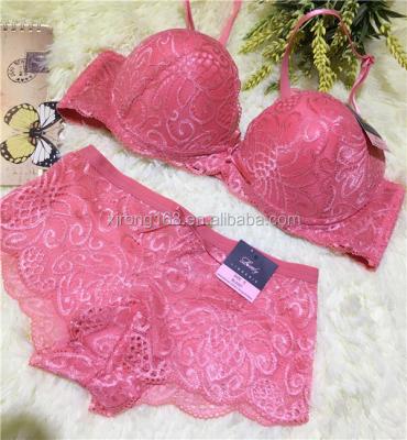 China Order Breathable Ladies Amerian Sexy Lace Push Up Bra Set for sale