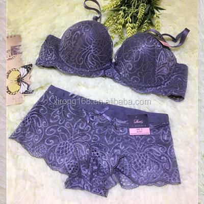 China Breathable lace net lift up hot ladies penti and bra for sale