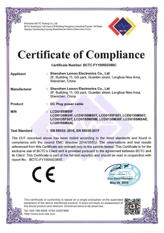 CE - Shenzhen Lemon Electronics Co., Ltd.