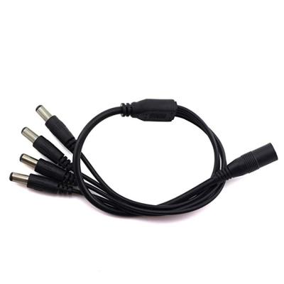 China CCTV Camera 1 Female To Male 4 Way Power Cable DC Power Plug Supply Splitter Wire 5521mm DC Power Cable for sale