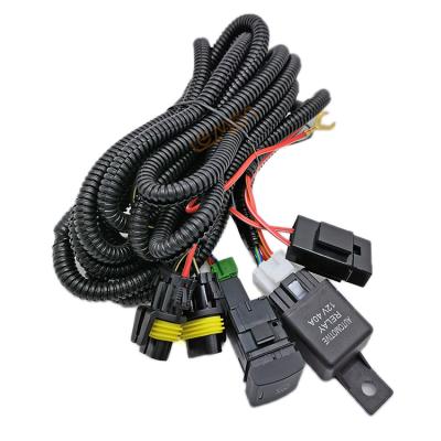 China Factory DC12V 14AWG Electronic Strobe Automotive Wiring Harness with Fuse for LED Lug Light Bar Wire Harness for sale