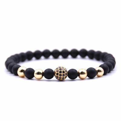 China FASHIONABLE wholesale hot beads natural stone bracelets for women micro pave CZ ball charms bracelet men jewelry for sale