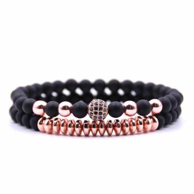 China Wholesale Hot 2pc/sets FASHIONABLE Bead Natural Stone Bracelets For Women Micro Pave CZ Ball Charms Bracelet Men Jewelry for sale