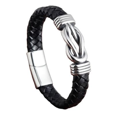 China CLASSIC Infinity Spiritual Magnetic Bracelet Stainless Steel Leather Bracelets For Men's Jewelry for sale