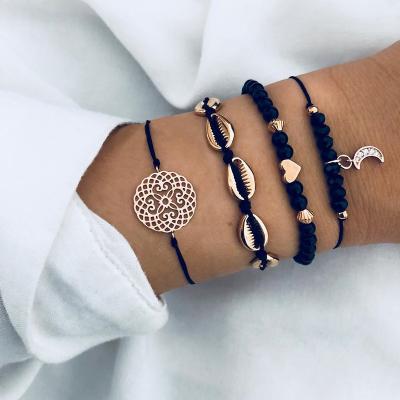 China 2021 CLASSIC Love Card Bracelet Infinity Charms Moom Bracelet Five Pieces Set Women's Gold Thin Chain 4 Pcs Bracelet Set for sale