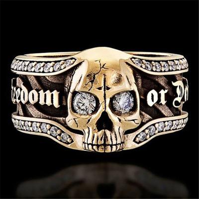 China New punk punk assorted men's wholesale bulk vintage cyclists rings Tibetan style skull spell rings spell for sale