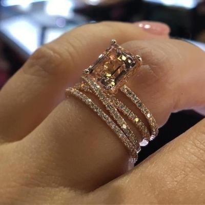 China FASHIONABLE Factory Sale Rose Gold Plated Zircon Ring Whole Cross Ring For Women Jewelry for sale