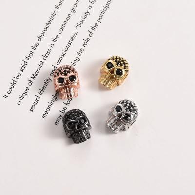 China 2021 Trendy Hot Faceted Skull Bead CZ Head Micro Pave Faceted Skull Bead For Mens Jewelry Designer for sale