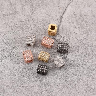 China 2021 Hot Copper Inlay Micro Hexagonal Round White Zircon Spacer Bead Trendy Loose Charms for sale