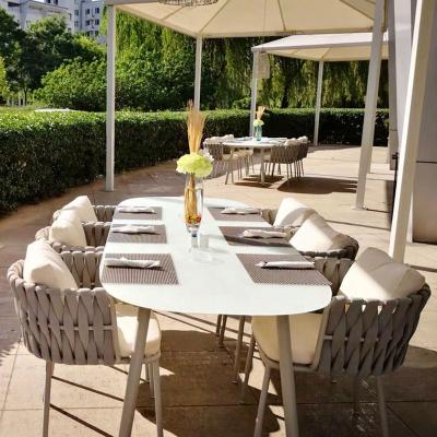 China Waterproof rope modern indoor and outdoor modern furniture restaurant dining room table set luxury for sale