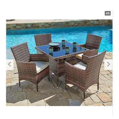 China Outdoor Weather Furniture Navi 5 Piece Square Outdoor Wicker Dining Table Set by Havenside Home for sale