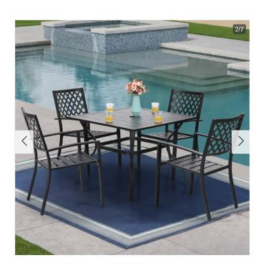 China PHI VILLA Outdoor Weather Furniture 5 Piece Outdoor Metal Patio Dining Set for sale