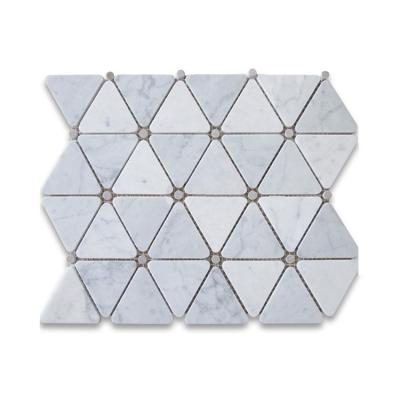 China Parquet Bathroom Wall Triangle Natural Stone Carrara Marble White Mosaic Slab For Sale for sale