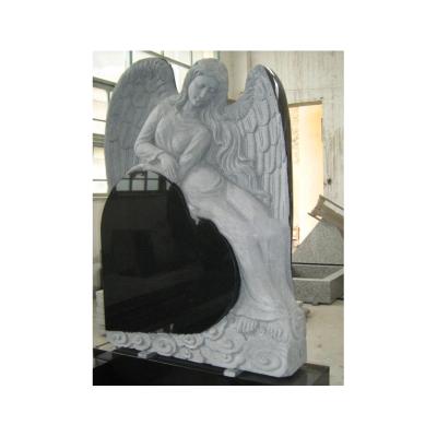 China Natural European Angel Heart Cemetery Granite Monument Headstone Statue Stone European Angel for sale