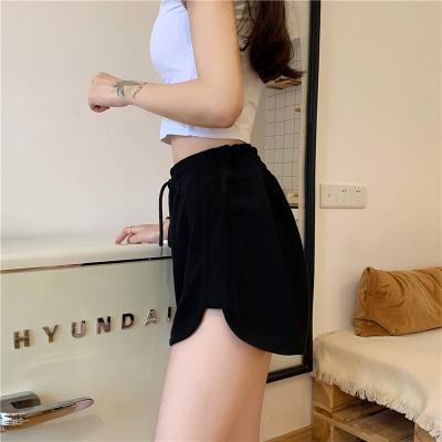 China Free Sample Customized Anti-Wrinkle Logo Summer Bike Stretch Drawstring Stitching Casual Cotton Soft Women's Sports Shorts for sale