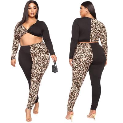 China Plus size 2020 new women's plus size digital printing slim sexy two-piece suit for sale