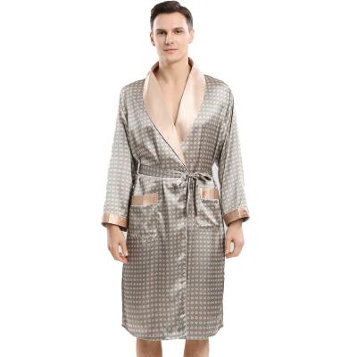 China P804 Summer long sleeve silk home pajamas men's bathrobe QUICK DRY thin silk men's pajamas for sale