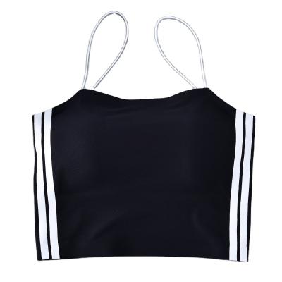 China New Antibacterial Ladies Breathable Fixed Spaghetti Strap Bra Tank Top Seamless Padded Vest Small No Trace Bra Ice Silk Sling for sale