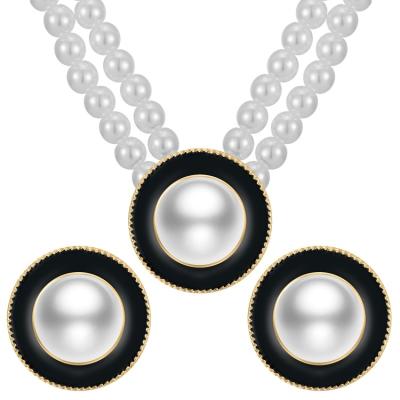 China Necklace And Earring Set Latest Circle Created 2022 Style Pearl Necklace And Earring Set Jewelry Sets For Women Jewelry Set for sale