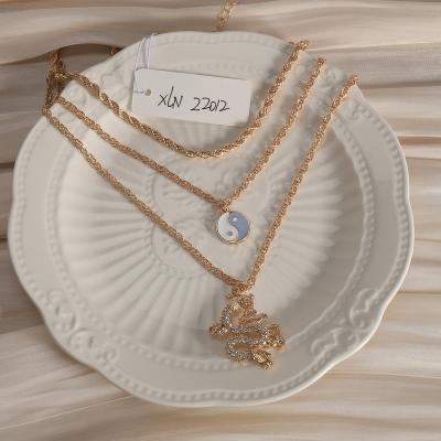 China 2022 Healthy SISSLIA Gold Color Double Necklace Crystal Women Clavicle Chain Elegant Charm Wedding Pendant Necklace Jewelry Gift for sale