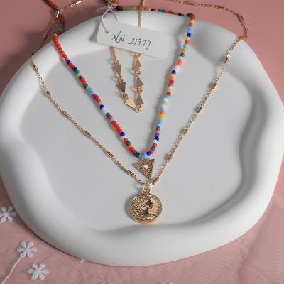 China SISSLIA Double Neck Chain Necklace Healthy Geometric Creative Colorful Multicolor Chain Girl for sale