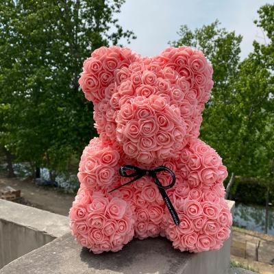 China Custom 2022 Valentine's Day Diy Eternal Flower 70cm Rose Bear 25cm Teddy Rose Bears With Box Gift 40cm Red for sale