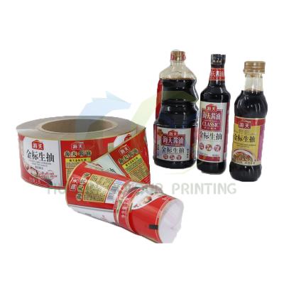 China Custom Printed Moisture Proof Sauce Packaging Film Roll Plastic Bottle Food Packaging Label For Condiment for sale