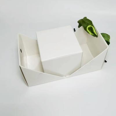 China Biodegradable White Folding Cardboard Paper Wedding Gift Box Packaging With Ribbon for sale