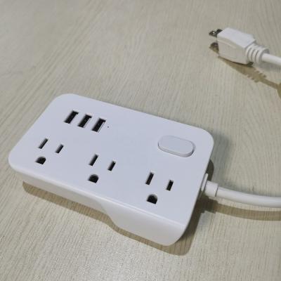 China Industrial Equipment 5V 3.1A Telephone Charger 1.5M Wire Power Strip 3 Strip US Plug Extension Socket for sale