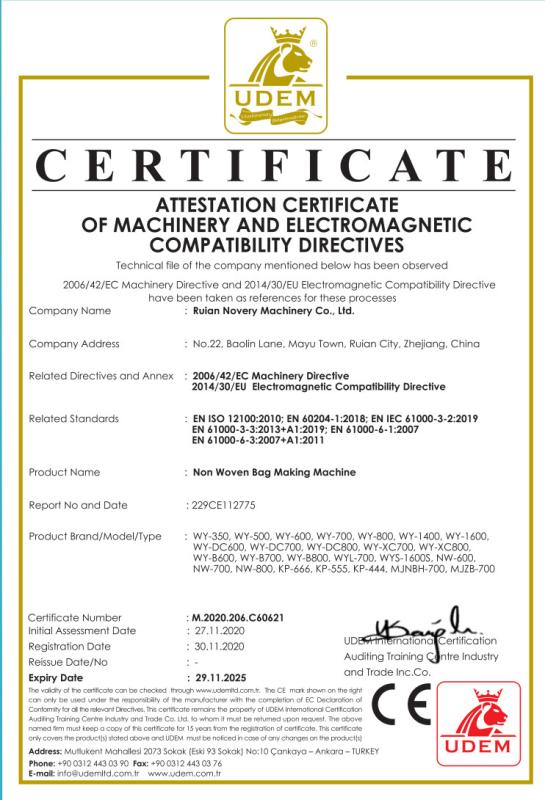 ce - Ruian Novery Machinery Ltd