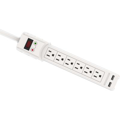 China Commercial 6-Outlet Power Strip, 2 Pack, 2 ft. Extension Cord, Heavy Duty Outlet, Grounded, IC Breaker, Three Prong, Wall Mount, for sale