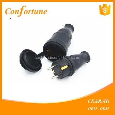 China industrial ip44 rubber power plug rewirable rubber socket outlet rubber schuko euro for sale