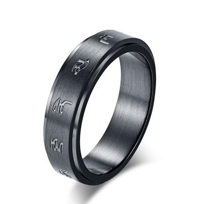 China Other New Design Ring Buddhist Sutras Rotatable Stainless Steel Titanium Steel Ring Men for sale