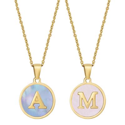 China Fashion Jewelry 2022 CLASSIC Shell Stainless Steel Royal Blue Gold Plated Initial Necklace For Girlfriend for sale