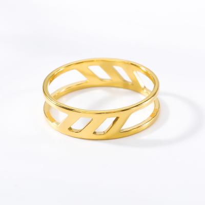 China FASHIONABLE Classic Gold And Double Layer Hollow Rings Trendy Party Birthday Gift Charm Stainless Steel Rings for sale