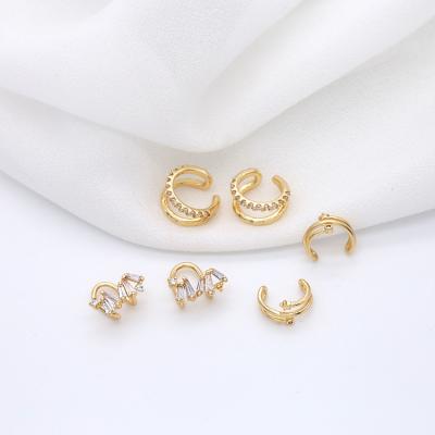 China New FASHIONABLE Design 14K Gold Plated Inlaid Zircon Ear Cuff Earrings for sale