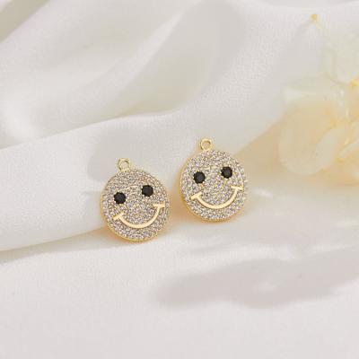 China TRENDY Lock Charm CZ Smile Face Charm Pave Zirconia Smile Charm for sale