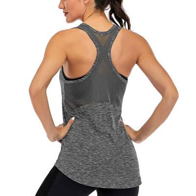 China Custom Muscle Womens Breathable Mesh Racerback Apparel Yoga Tank Tops for sale