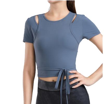 China Breathable Top Wear Yoga Gym Crop Fitness Women Sleeveless T-Shirt for sale