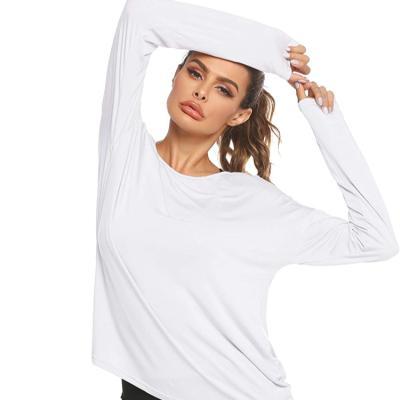 China Breathable Long Sleeve Recycled Fabric Yoga Wear Gym T-Shirt Loose Backless Shirt And Tops for sale