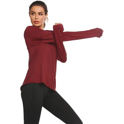 China Best Selling Loose Breathable Backless Sports Wear Yoga Casual Top Women Long Sleeve Shirt for sale