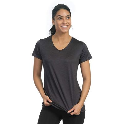 China New Arrival V-neck Short Sleeves Yoga Sports T-shirt Hot Selling Women Breathable for sale