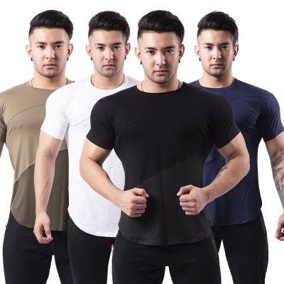 China Fashion Men's Breathable Gym Fitted Man Clothes Short Sleeve T Shirts For Men's Patchwork Stock T Shirt for sale