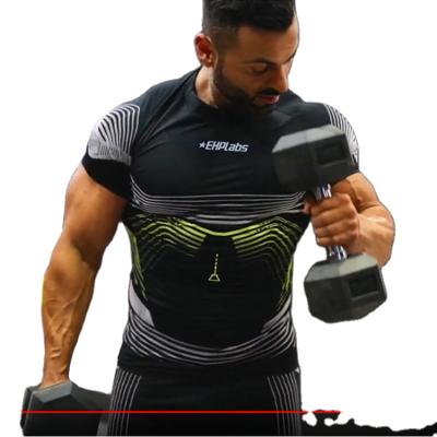 China Breathable Muscle Fitness T Shirt For Men 2021 Summer Compression Shirt Men Quick Dry Mens Formal Shirts for sale