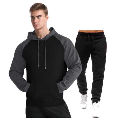 China Viable Patchwork 2 Piece Sweatsuits For Men Long Sleeve Mens Tracksuit Set Pullover Hoodies Activewear Set for sale