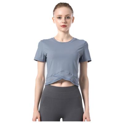 China Wholesale Price Breathable Ice Smelling Quick Dry Short Sleeves Yoga Sports T-Shirt Women for sale