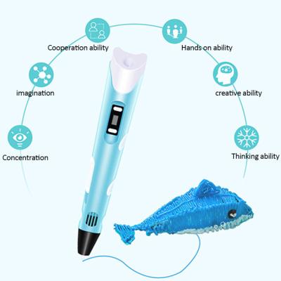 China Hotels factory direct sales European standard plug 3D pen, 3 meters 3 colors 1.75mm consumables a total of 9 meters 3D printing pen for sale