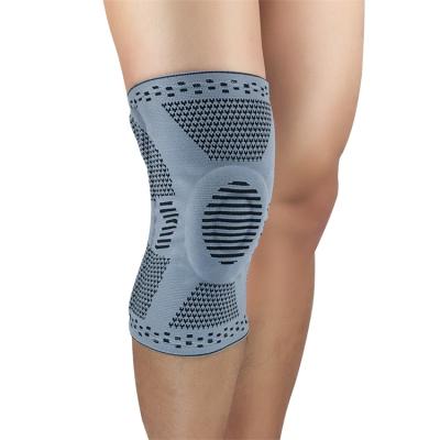 China Comfortable Nylon 3D Knitted Knee Brace Lateral Patella Protector Silicone Spring Knee Pads Sports Compression Sleeve Knee Support for sale