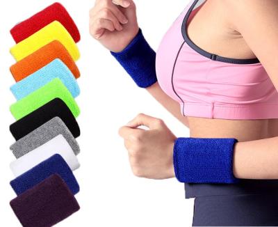 China Adjustable Breathable Terry Cloth Sport Exercise Tennis Cotton Wristband Embroidery Sweatband Custom Elastic Workout Sweat Band for sale