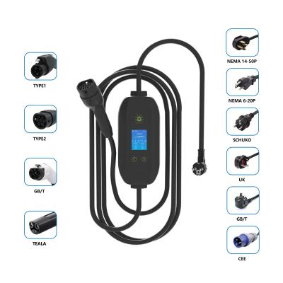 China 200 220v Input Voltage Portable EV Charger 3.5kw Type 1 Mode 2 with DC Output Current for sale